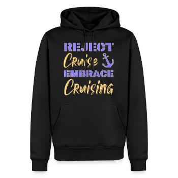 Kreuzfahrt ablehnen Embrace Cruising | Lustige Sprüche - Männer Premium Bio Hoodie - Schwarz - Vorne - Nico (187cm)