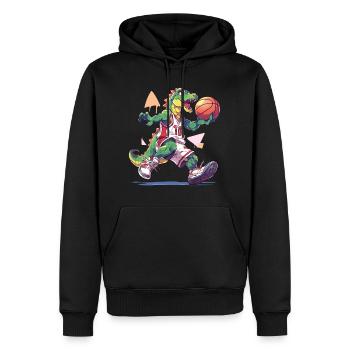 Basketball Dinosaure T-Rex Player Sports Cartoon - Sweat à capuche Premium bio Homme - noir - Devant - Nico (187cm)