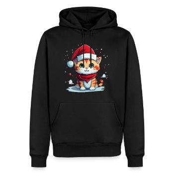 Chat Noël Noël Chat Mignon Dessin Animé - Sweat à capuche Premium bio Homme - noir - Devant - Nico (187cm)