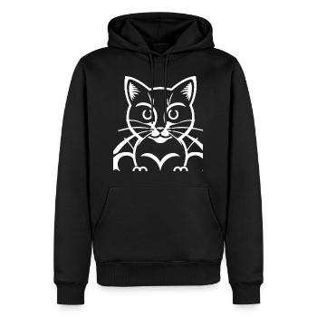 Lustige Katzensilhouette Freche Spaßkatzen - Männer Premium Bio Hoodie - Schwarz - Vorne - Nico (187cm)