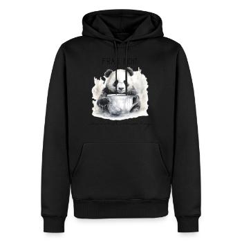Funny Panda - es ist Montag - Männer Premium Bio Hoodie - Schwarz - Vorne - Nico (187cm)