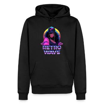 Retro Wave 80er Jahre Anime Girl 2 – Anime Shirt - Männer Premium Bio Hoodie - Schwarz - Vorne - Nico (187cm)