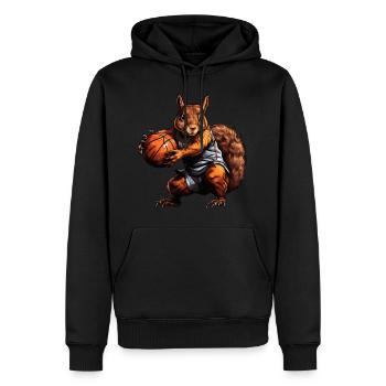 Basket-ball écureuil - Sweat à capuche Premium bio Homme - noir - Devant - Nico (187cm)