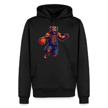 Ours de basket-ball - Sweat à capuche Premium bio Homme - noir - Devant - Nico (187cm)