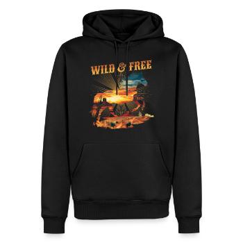 Pferd Wild West Western Reiten Wildnis Cowboy USA - Männer Premium Bio Hoodie - Schwarz - Vorne - Nico (187cm)