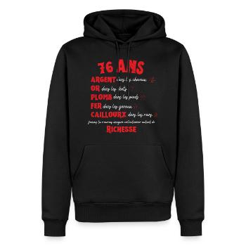 76 ans Anniversaire Femme Homme Drôle Idée Cadeau - Sweat à capuche Premium bio Homme - noir - Devant - Nico (187cm)
