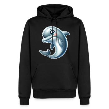 Delfin - Männer Premium Bio Hoodie - Schwarz - Vorne - Nico (187cm)