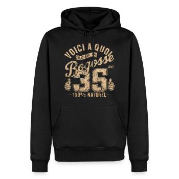 35 Jahre alte Bogosse - Männer Premium Bio Hoodie - Schwarz - Vorne - Nico (187cm)