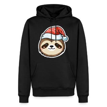 Dessin de Noël paresseux - Sweat à capuche Premium bio Homme - noir - Devant - Nico (187cm)