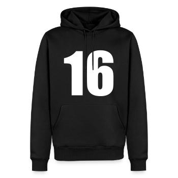 16 - Sweat à capuche Premium bio Homme - noir - Devant - Nico (187cm)