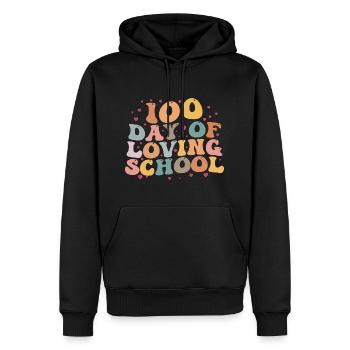 100 Jours D’école Aimante | 100 Jours D’école - Sweat à capuche Premium bio Homme - noir - Devant - Nico (187cm)