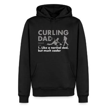 Définition de papa sportif Curling - Sweat à capuche Premium bio Homme - noir - Devant - Nico (187cm)