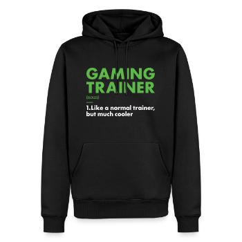 Gamer Trainer Definition Gaming - Männer Premium Bio Hoodie - Schwarz - Vorne - Nico (187cm)