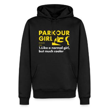 Traceur Girl Définition Parkour - Sweat à capuche Premium bio Homme - noir - Devant - Nico (187cm)