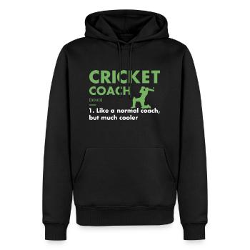 Définition de l’entraîneur sportif Cricket - Sweat à capuche Premium bio Homme - noir - Devant - Nico (187cm)