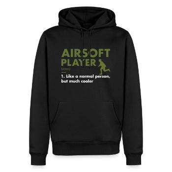 Sport Player Definition Airsoft - Männer Premium Bio Hoodie - Schwarz - Vorne - Nico (187cm)