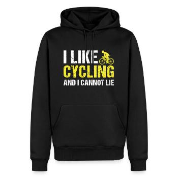Sport J’aime le cyclisme - Sweat à capuche Premium bio Homme - noir - Devant - Nico (187cm)