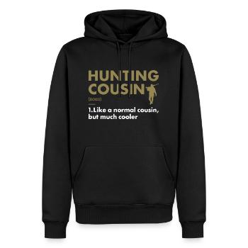 Chasseur Cousin Définition Chasse - Sweat à capuche Premium bio Homme - noir - Devant - Nico (187cm)