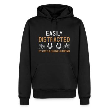 Le sauteur facilement distrait par les chats et le saut d’obstacles - Sweat à capuche Premium bio Homme - noir - Devant - Nico (187cm)
