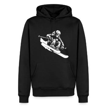 ski - Sweat à capuche Premium bio Homme - noir - Devant - Nico (187cm)