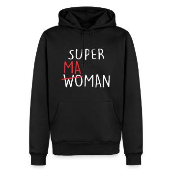 Super Maman | Fête des Mères | Cadeau Maman - Sweat à capuche Premium bio Homme - noir - Devant - Nico (187cm)