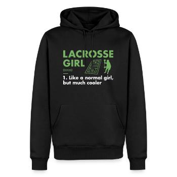Sport Girl Definition Lacrosse - Men’s Premium Organic Hoodie - black - Front - Nico (187cm)
