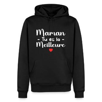 Maman Tu Es La Meilleure - Sweat à capuche Premium bio Homme - noir - Devant - Nico (187cm)
