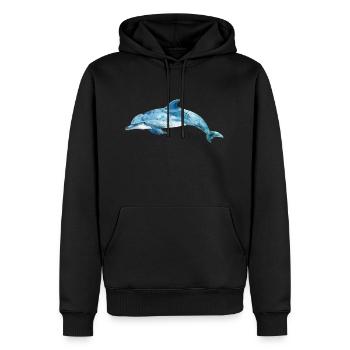 Aquarell Delphin - Männer Premium Bio Hoodie - Schwarz - Vorne - Nico (187cm)