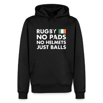 Rugby Pas de coussinets pas de casques juste des ballons Irlande Rugby - Sweat à capuche Premium bio Homme - noir - Devant - Nico (187cm)