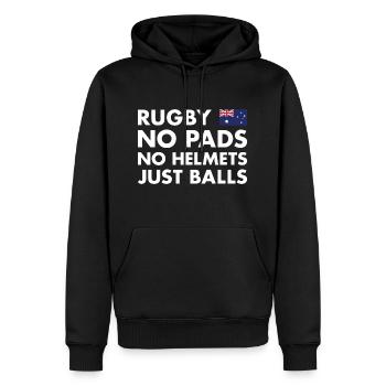 No Pads No Helmets Just Balls Australia Rugby - Männer Premium Bio Hoodie - Schwarz - Vorne - Nico (187cm)