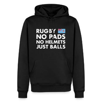 Rugby Pas de jambières Pas de casques Juste des ballons Fidji Rugby - Sweat à capuche Premium bio Homme - noir - Devant - Nico (187cm)