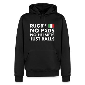 Rugby Pas de jambières pas de casques juste des ballons Italie Rugby - Sweat à capuche Premium bio Homme - noir - Devant - Nico (187cm)