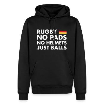 Rugby No Pads No Helmets Just Balls Germany Rugby - Männer Premium Bio Hoodie - Schwarz - Vorne - Nico (187cm)