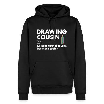 Drawer Cousin Definition Drawing - Men’s Premium Organic Hoodie - black - Front - Nico (187cm)