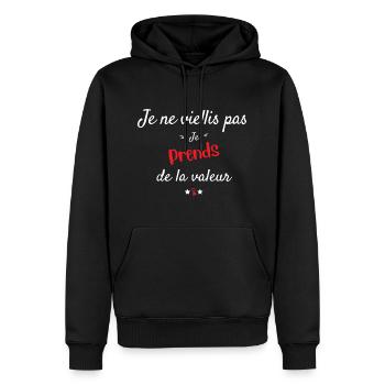 Je ne vieillis pas idée cadeau anniversaire - Sweat à capuche Premium bio Homme - noir - Devant - Nico (187cm)