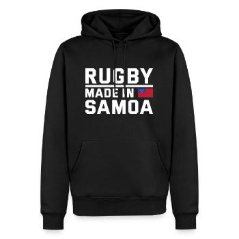 Rugby fabriqué à partir de Samoa Rugby - Sweat à capuche Premium bio Homme - noir - Devant - Nico (187cm)