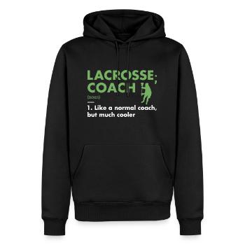 Définition de l’entraîneur sportif La crosse - Sweat à capuche Premium bio Homme - noir - Devant - Nico (187cm)