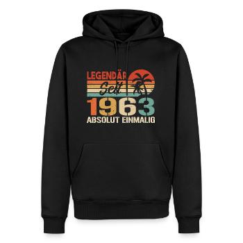 Original 1963 Jahrgang Vintage Geburtstag 1963 - Männer Premium Bio Hoodie - Schwarz - Vorne - Nico (187cm)