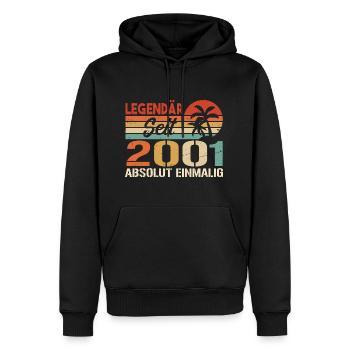 Original 2001 Jahrgang Vintage Geburtstag 2001 - Männer Premium Bio Hoodie - Schwarz - Vorne - Nico (187cm)