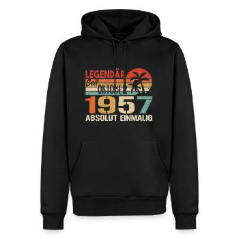Legenden werden im Oktober 1957 geboren - 1957 - Männer Premium Bio Hoodie - Schwarz - Vorne - Nico (187cm)