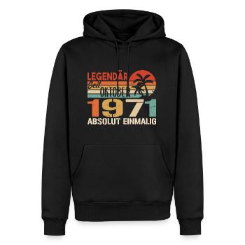 Legenden werden im Oktober 1971 geboren - 1971 - Männer Premium Bio Hoodie - Schwarz - Vorne - Nico (187cm)