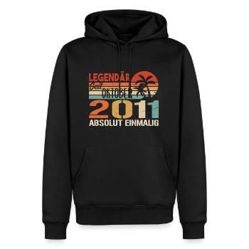 Legenden werden im Oktober 2011 geboren - 2011 - Männer Premium Bio Hoodie - Schwarz - Vorne - Nico (187cm)