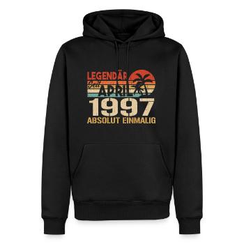 Né en avril 1997 Anniversaire drôle rétro - Sweat à capuche Premium bio Homme - noir - Devant - Nico (187cm)