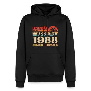 Né en avril 1988 Anniversaire drôle rétro - Sweat à capuche Premium bio Homme - noir - Devant - Nico (187cm)