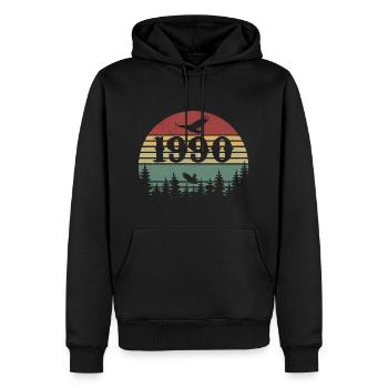 1990 Vintage 1990er Jahre Retro 1990er Jahre Geburtstagsgeschenk - Männer Premium Bio Hoodie - Schwarz - Vorne - Nico (187cm)