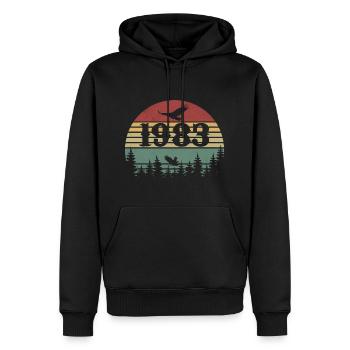 1983 Vintage Cadeau D’anniversaire 1983 Retro 1983 - Sweat à capuche Premium bio Homme - noir - Devant - Nico (187cm)