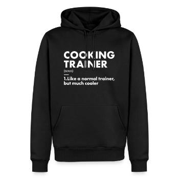 Cook Trainer Définition Cuisine - Sweat à capuche Premium bio Homme - noir - Devant - Nico (187cm)