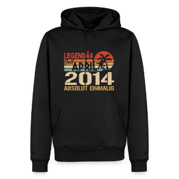 Né en avril 2014 Anniversaire drôle rétro - Sweat à capuche Premium bio Homme - noir - Devant - Nico (187cm)