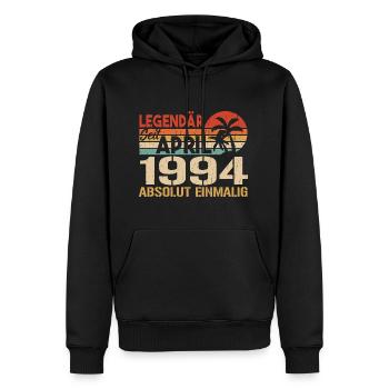Né en avril 1994 Anniversaire drôle rétro - Sweat à capuche Premium bio Homme - noir - Devant - Nico (187cm)