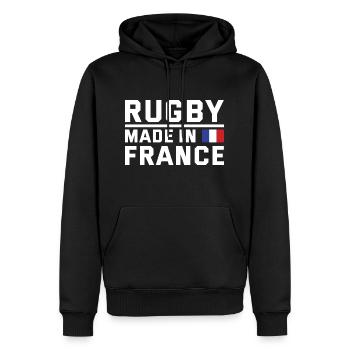 Rugby Made In France France Rugby - Männer Premium Bio Hoodie - Schwarz - Vorne - Nico (187cm)